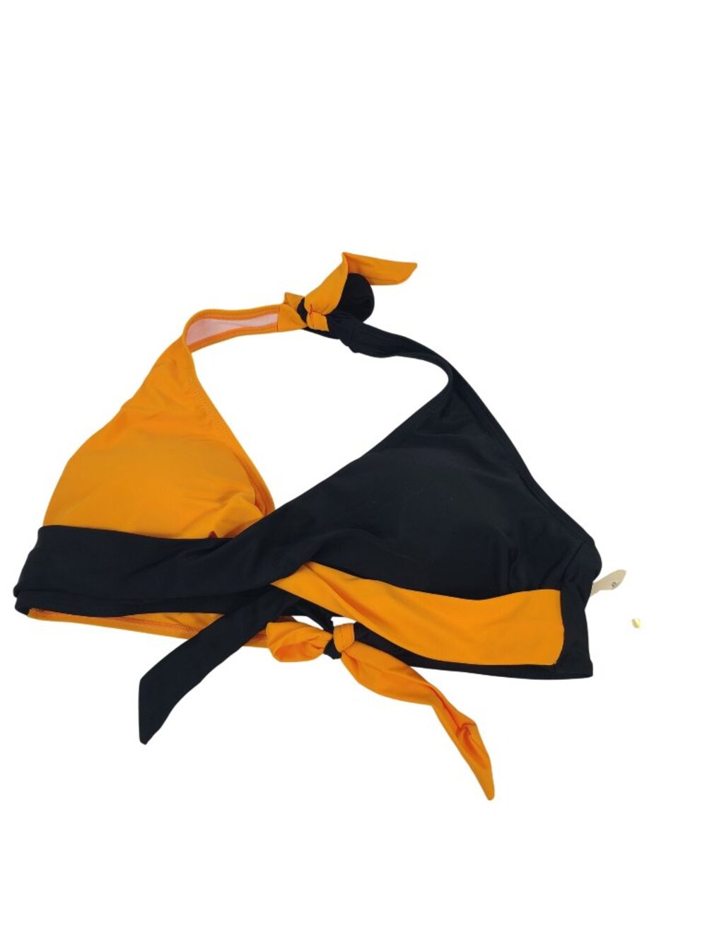 YPDY Triangle Bikini Top Adjustable Ties Removable Padding Yellow & Black Sz XL